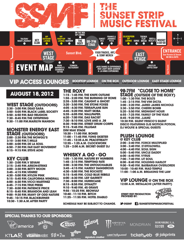 Sunset Strip Music Festival: Street Fest Set Times, Parking & More!